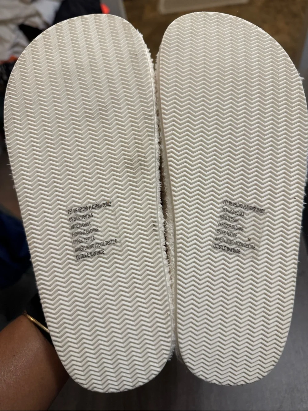 YITTY Cream Terry-Textured Platform Slide Sandals with Black Logo